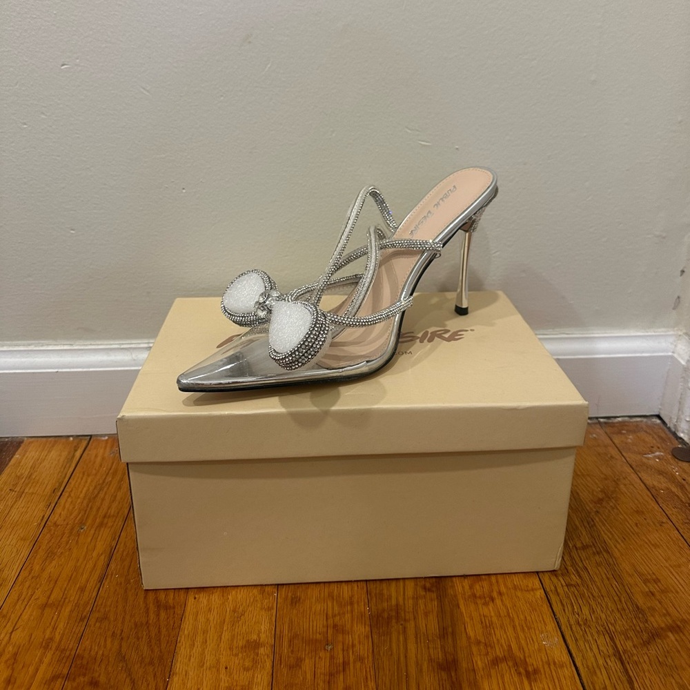 Perspex Wrap Around Bow Pointed Toe Heel